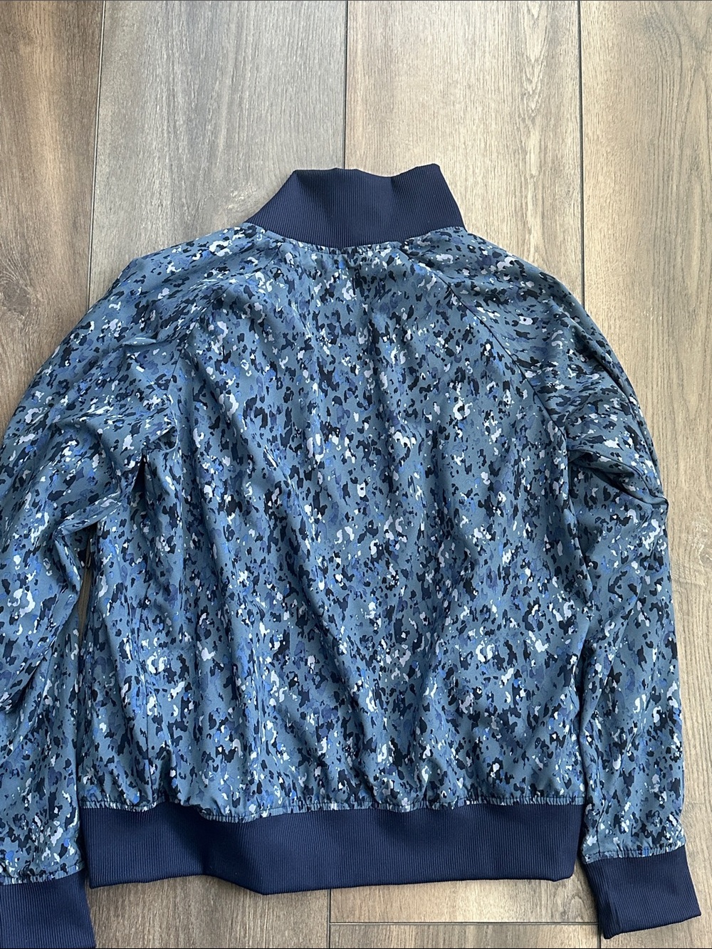Athleta Navy Blue Camo-Print Bomber Jacket - Picture 6 of 7